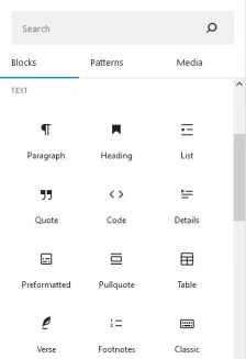 Modern WordPress Website Core Blocks