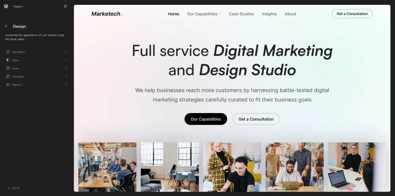 Modern WordPress Website Site Editor